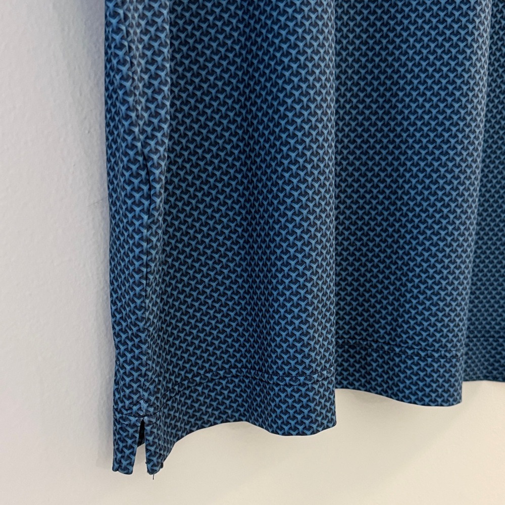 Deolax Men XL Blue Patterned Geometric Short Sleeve‎ Polo Golf Shirt - Picture 5 of 11
